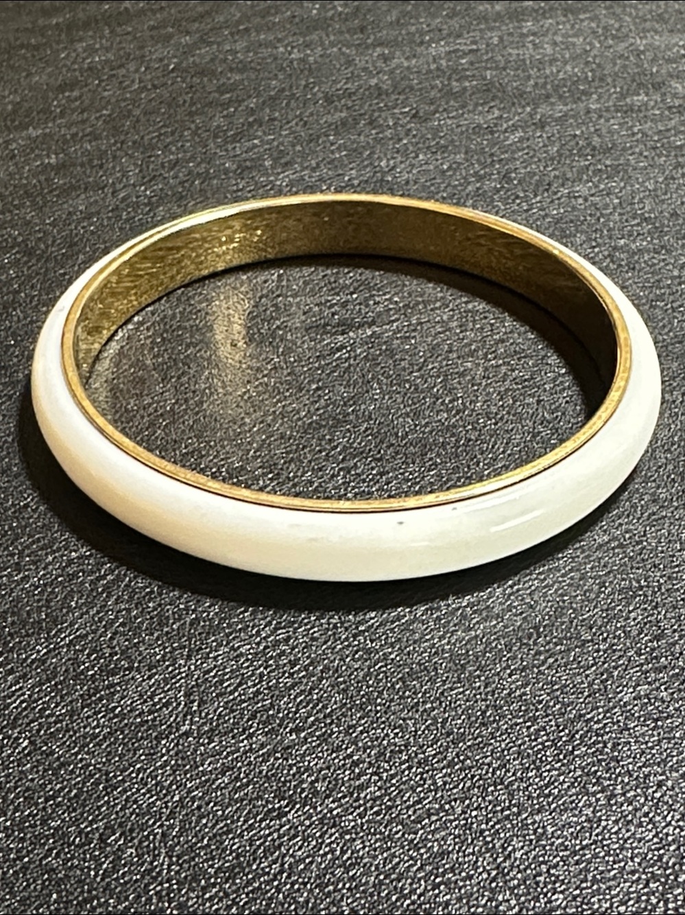 Monet Vintage White Lucite Gold Tone Bangle Bracelet
